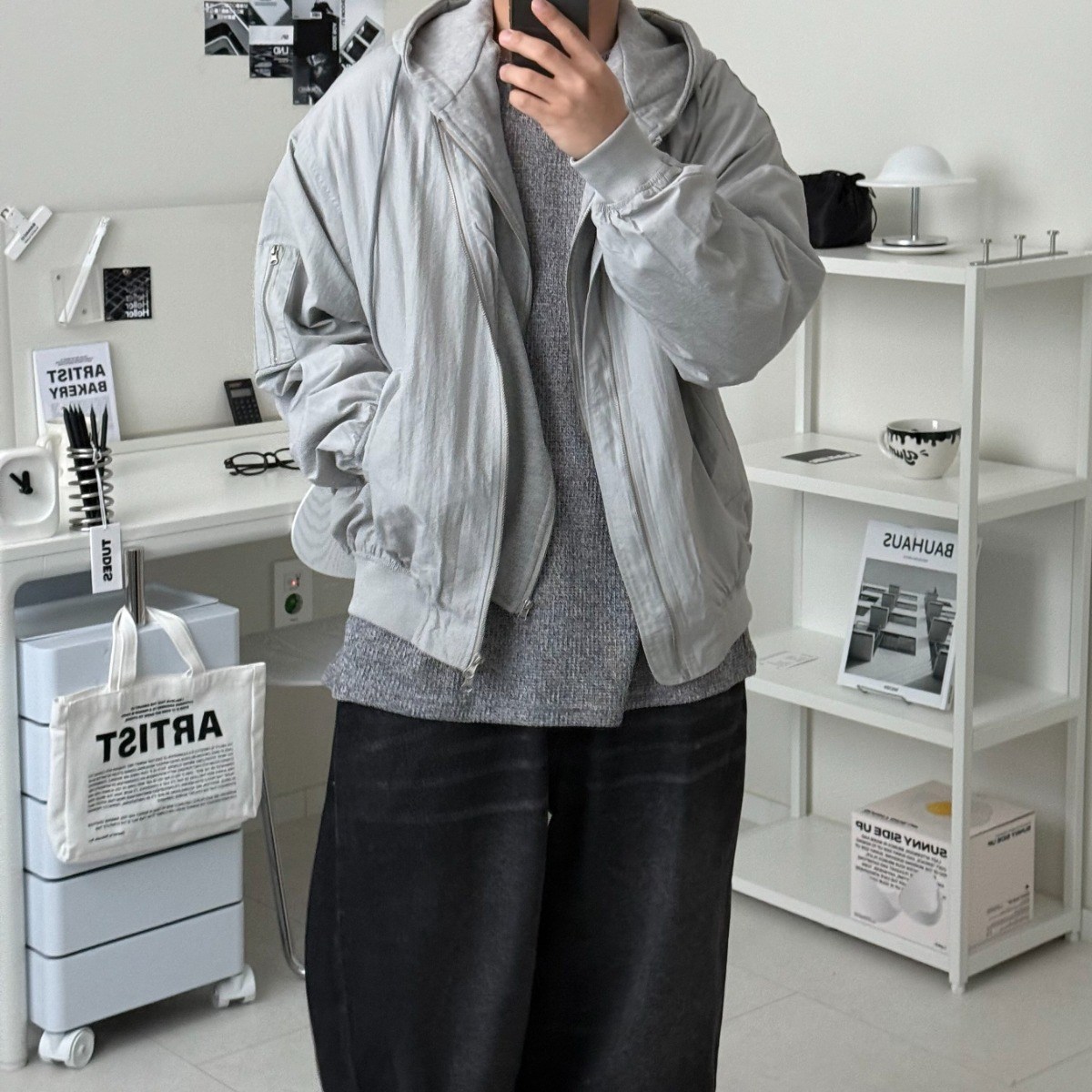 르위 오버핏 탈부착 후드 항공점퍼 MA-1 자켓 투웨이 지퍼 빅사이즈 59,900원