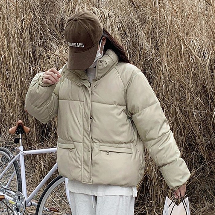 OSON 여성 레더 숏 패딩 PU 가죽 점퍼 겨울 아우터 17,900원