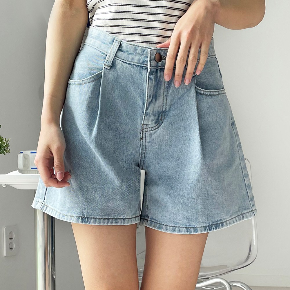 쏘옷 여성용 웬디 핀턱 데님 4부 반바지 17,910원