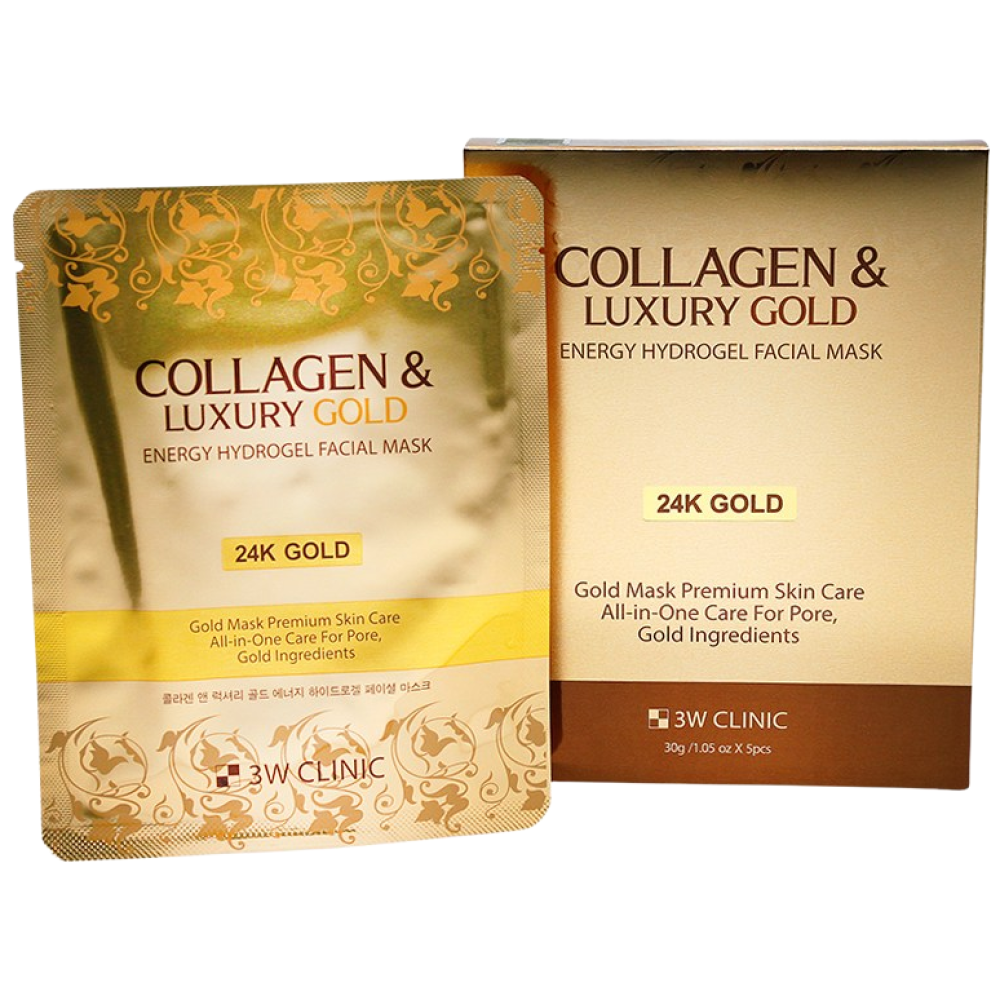 3W CLINIC 콜라겐럭셔리골드하이드로겔 마스크팩 5매, 5매입, 1세트 17,000원