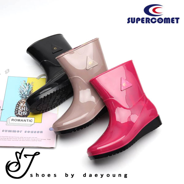 [SJshoes] 슈퍼카미트 발편한 쿠션 유광 레인부츠 여성 반장화 11-21 19,000원