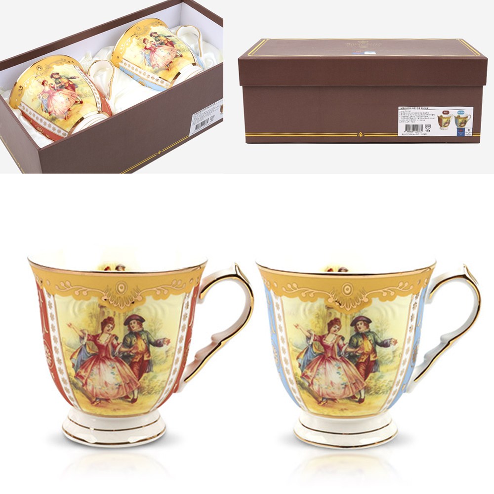 로얄에식스 본차이나 황실 명화 커피잔2인조 머그컵 2PCS 머그잔 커플머그, 머그컵2p세트, 1세트 27,500원