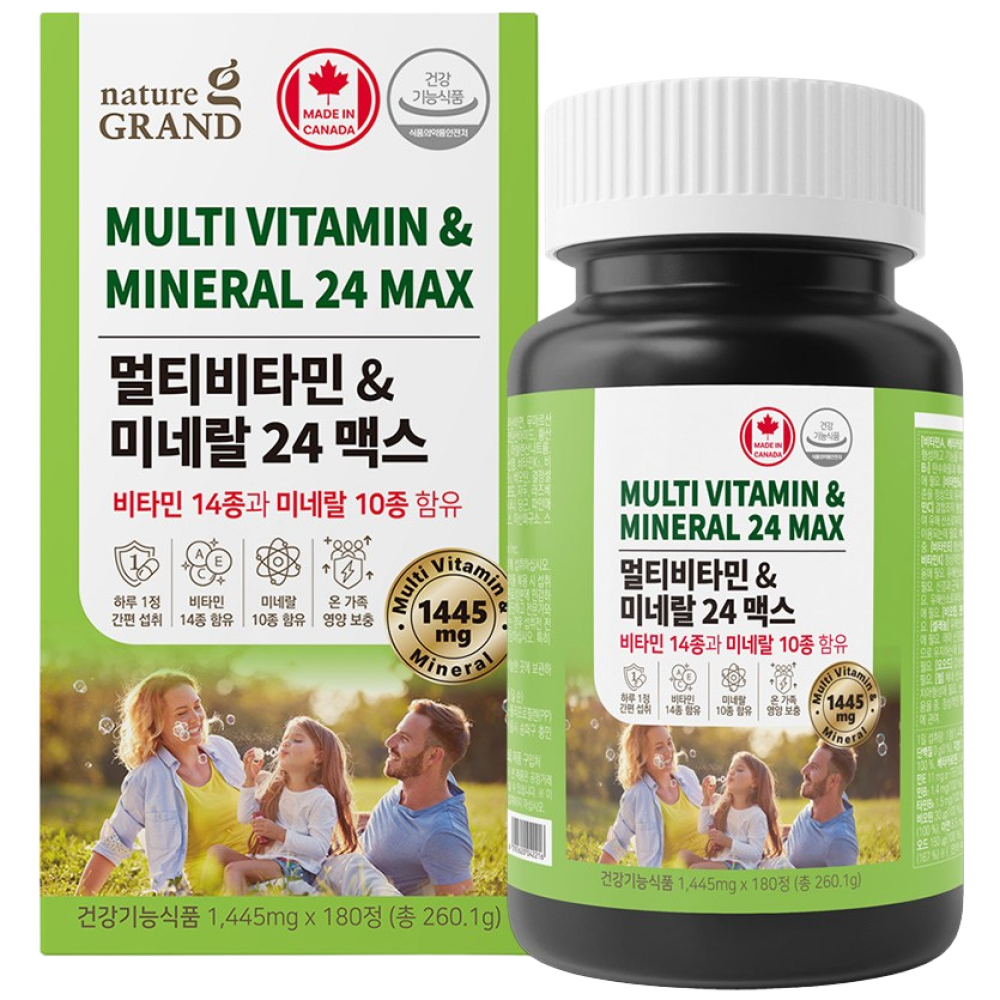네이처그랜드 멀티비타민 & 미네랄 24 맥스 비타민14종 미네랄10종 약 6개월분, 1개, 180정 20,300원