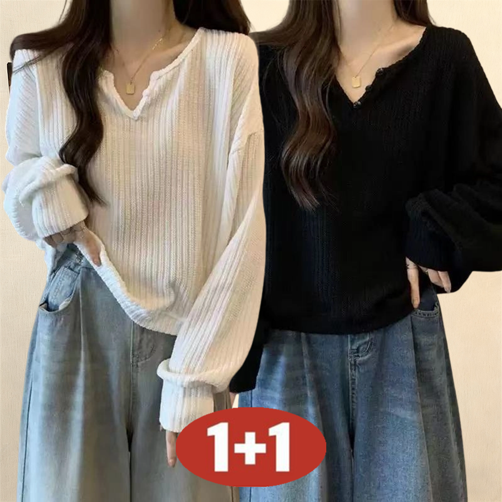 오스틱니 (완전 편한) 100kg까지 빅사이즈 1+1 초특가 야성 봄가을 V넥 빅사이즈 외출용 간절기 겨울 긴팔 니트 18,370원