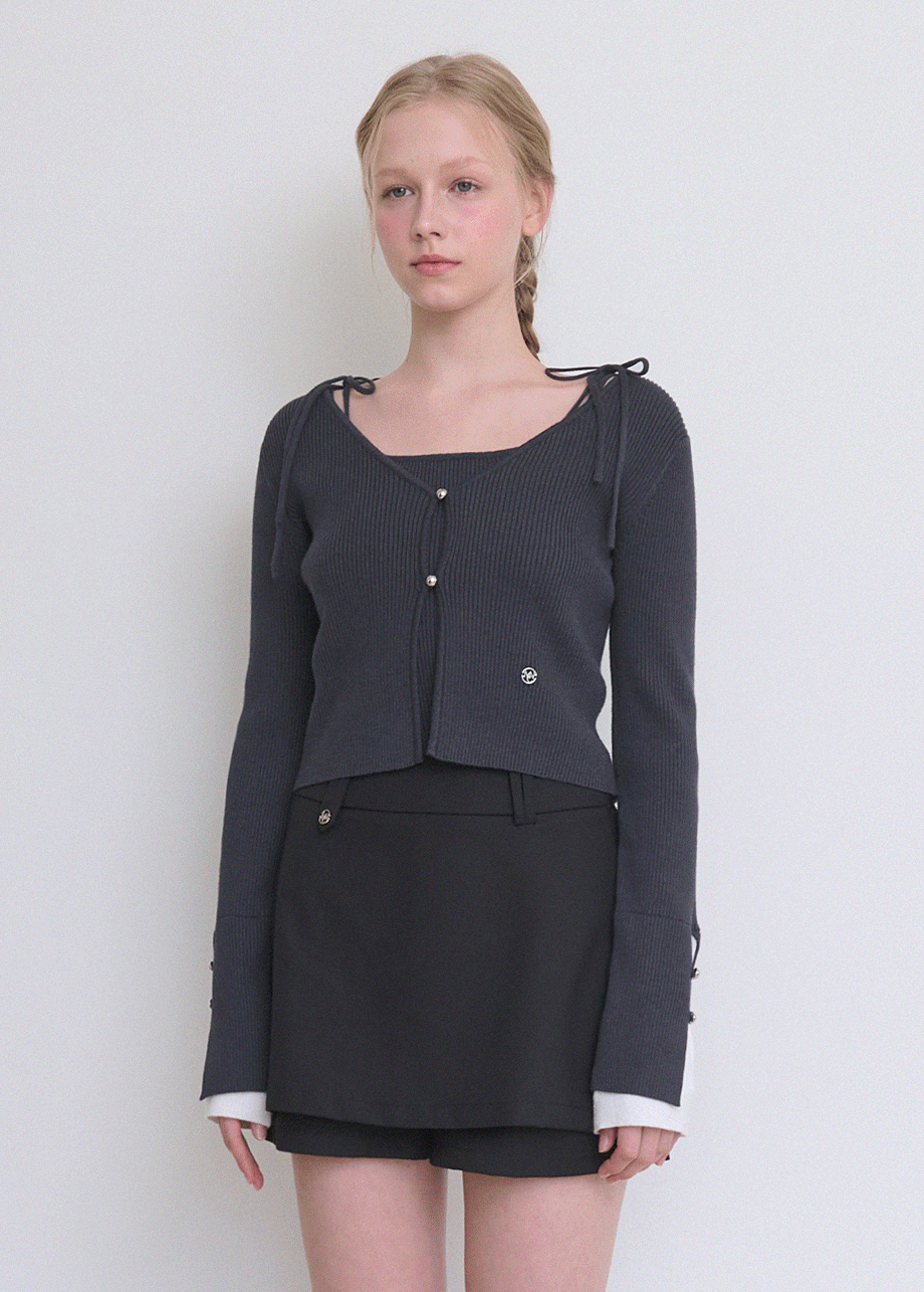 [미케네/MICANE]레이나 레이어드 가디건-슬리브리스 셋업 117,600원