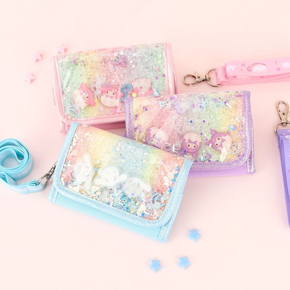 산리오 스팽글 블링 3단 목걸이지갑 시나모롤 쿠로미 마이멜로디 굿즈 선물 캐릭터 지갑 15,900원
