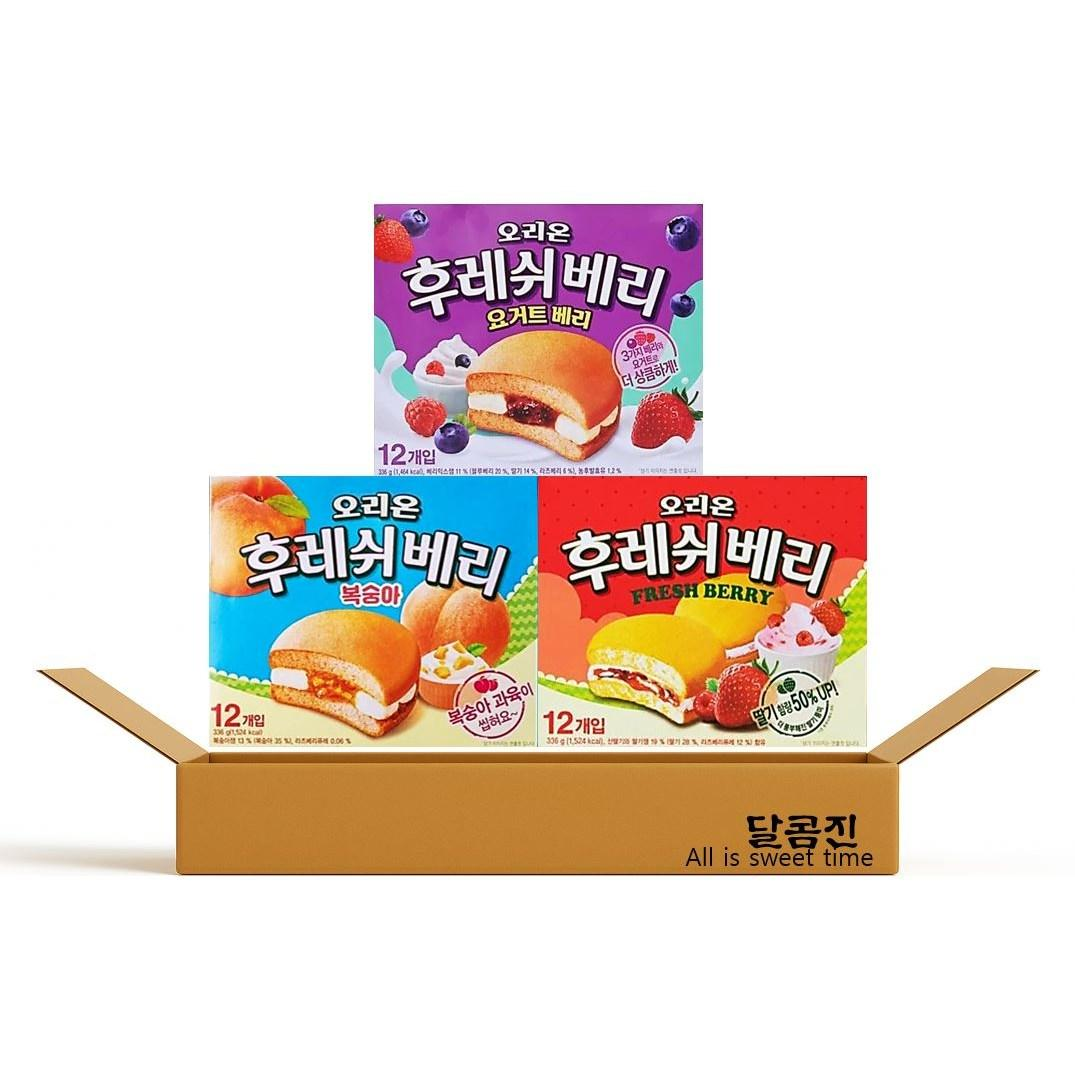 오리온 대용량 후레쉬베리 336g 3종 복숭아 + 딸기 + 요거트베리, 3개 15,710원