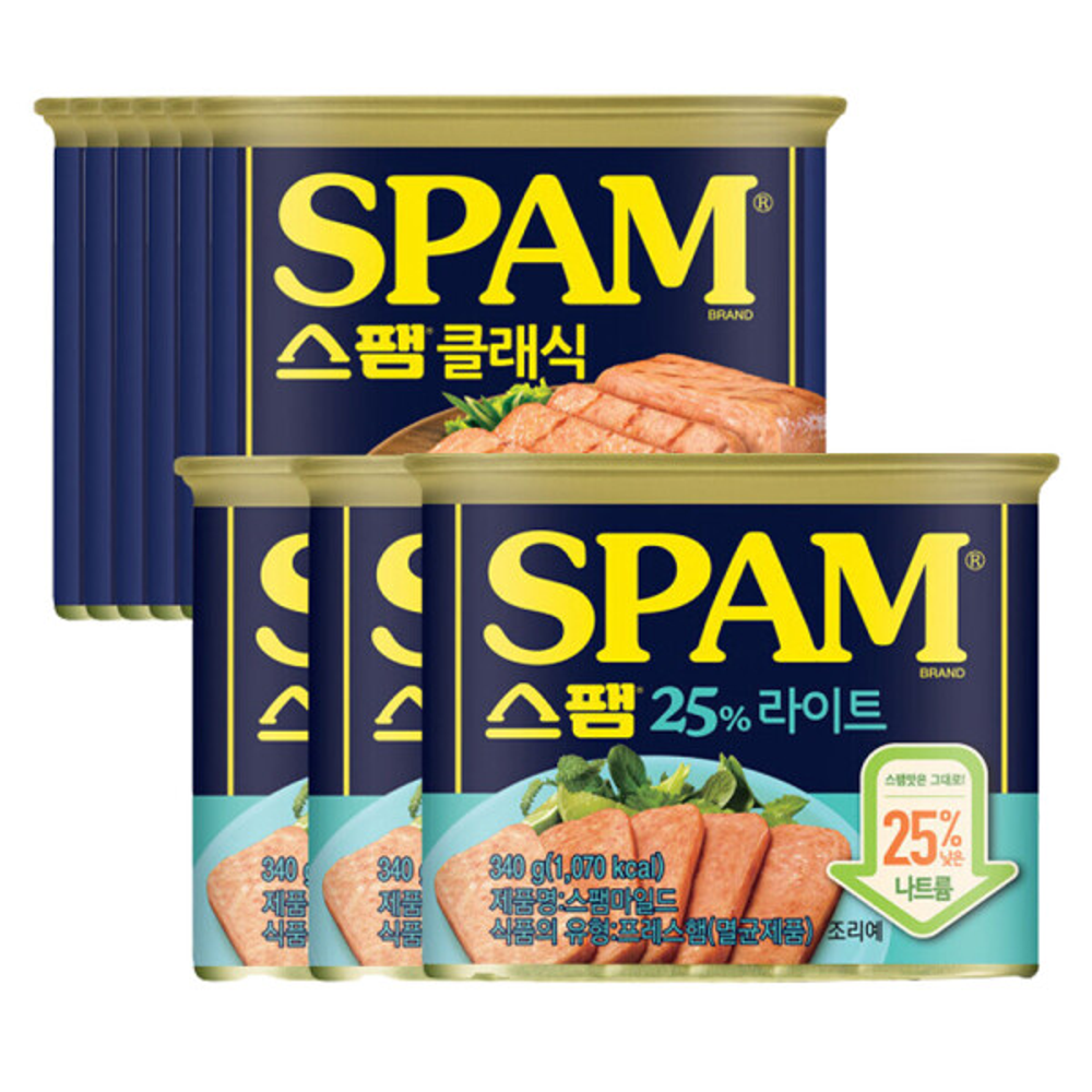 스팸 클래식 340gx6+스팸 25라이트 340g x3 54,500원