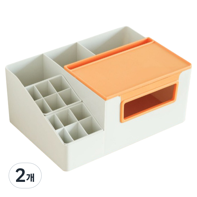 구디파이 다용도 칸분리형 필기도구 데스크 오거나이저, 그레이 + 오렌지, 2개 15,000원