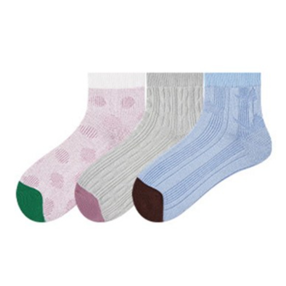 Hello Weekend 여성 귀여운 멀티컬러 레이스 봄여름 양말 중목 양말 운동 3족 세트 11,990원