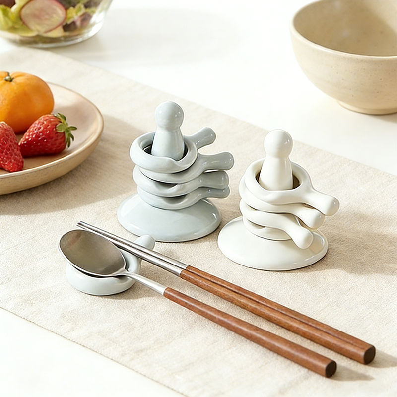 수저받침 6P 세트 도자기 수저받침대 인테리어 장식품, 화이트, 1세트, 현재가 21,900원