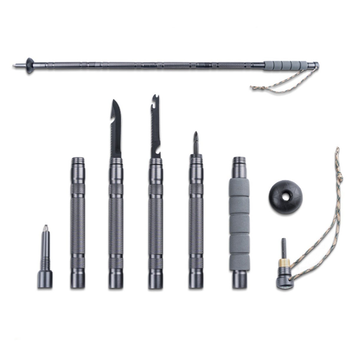 밀레 다기능 접이식 등산스틱 트레킹 지팡이 캠핑 야외활동 공구 포함, 1개, 회색 39,800원