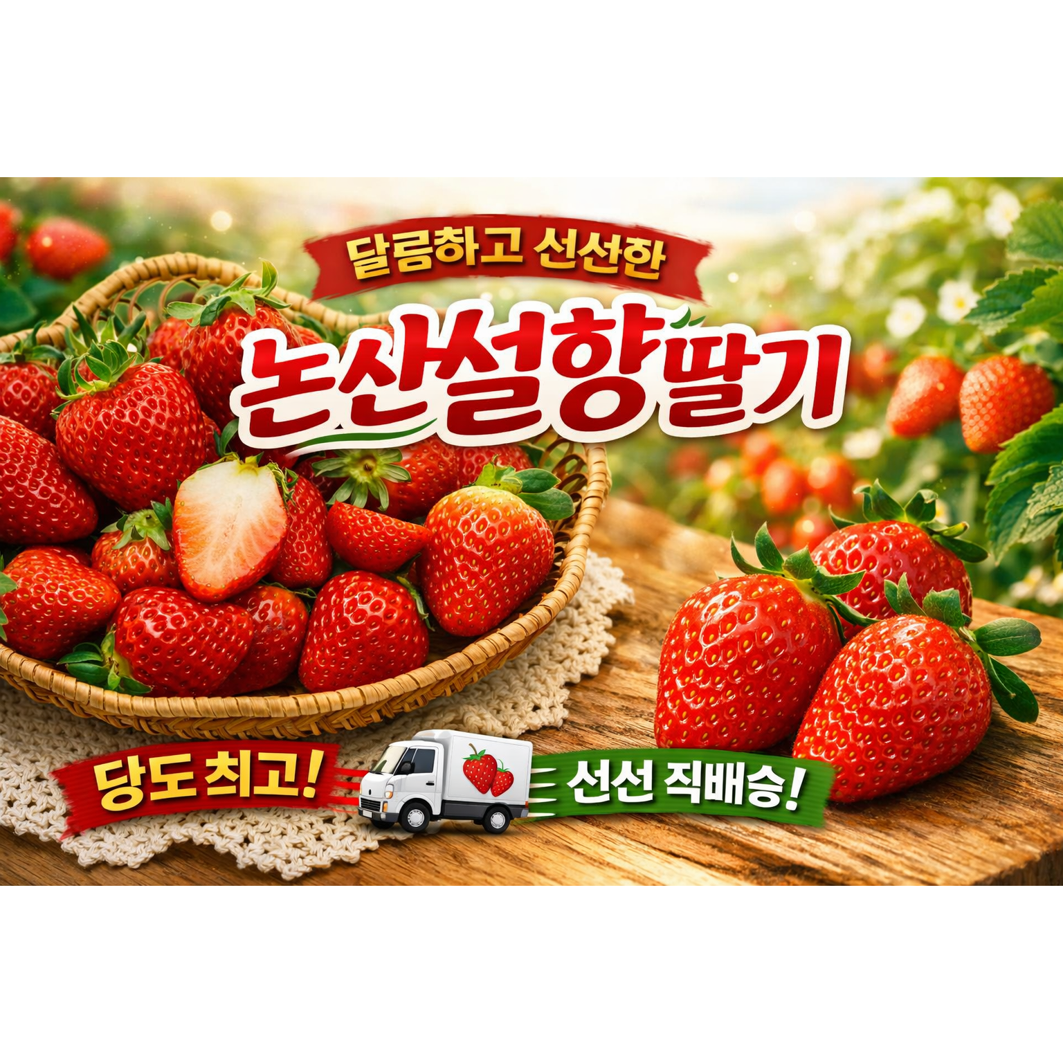 달콤하고 신선한 프리미엄 설향딸기 논산당일수확 백점마켓, 2개, 350g 18,500원