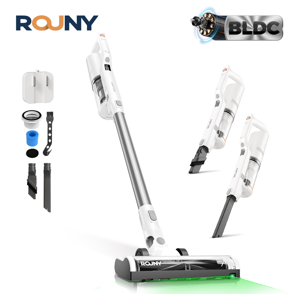 ROUNY 초경량 무선청소기 레이저 그린라이트 먼지탐지 H14 헤파필터 저소음 반려동물 전용 95,200원