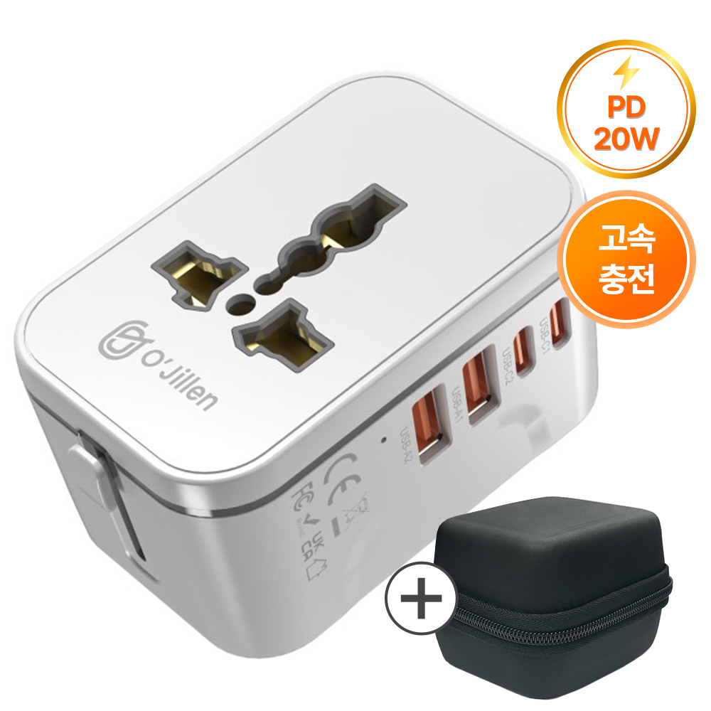 오지렌 미니 고성능 GaN 고속 충전 해외 여행용 멀티 플러그 어댑터, 1개, 화이트*OJHHT205-20W 18,800원