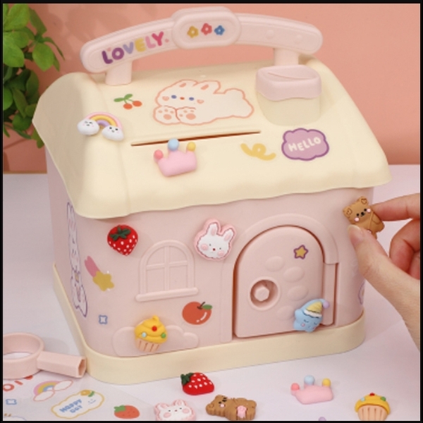 FOOI 나만의 하우스 저금통 만들기 예쁜 금고 입체스티커 증정, 핑크 5,900원