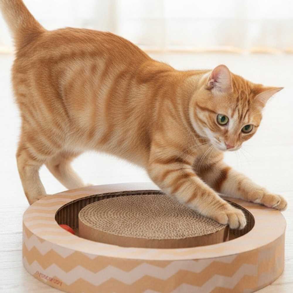 고양이 삼색볼 원형 장난감 스크래쳐 평판형 뚱스몰, 1개, 브라운 37,840원