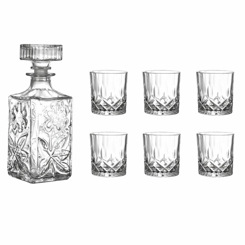 크리스탈 커팅 유리 양주 위스키 디캔터 750ml+220ml 잔 6p 25,800원