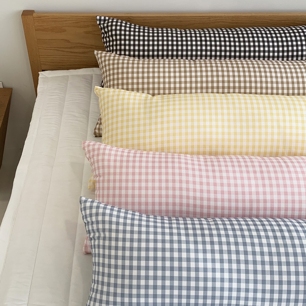 헬로베딩 어반체크 솜포함 2인용 베개/롱쿠션, 옐로우 16,900원