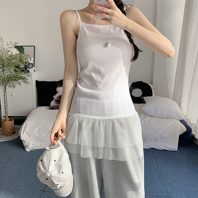 [소장각/2col] 사쿠라 도트 레이스 캉캉 프릴 레이어드 나시 15,400원