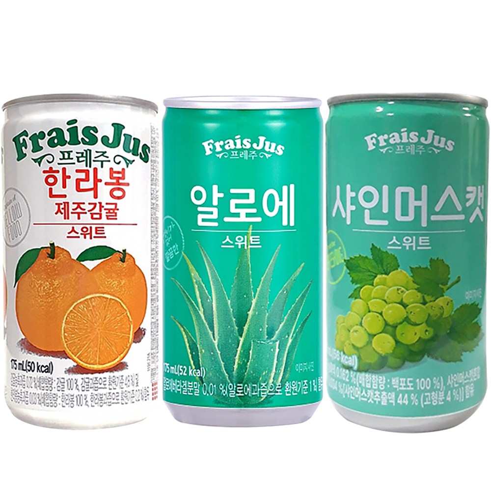 YZone_미니캔음료 프레주 한라봉 제주감귤 스위트 알로에 샤인머스켓 과일주스, 90개, 175ml 39,800원