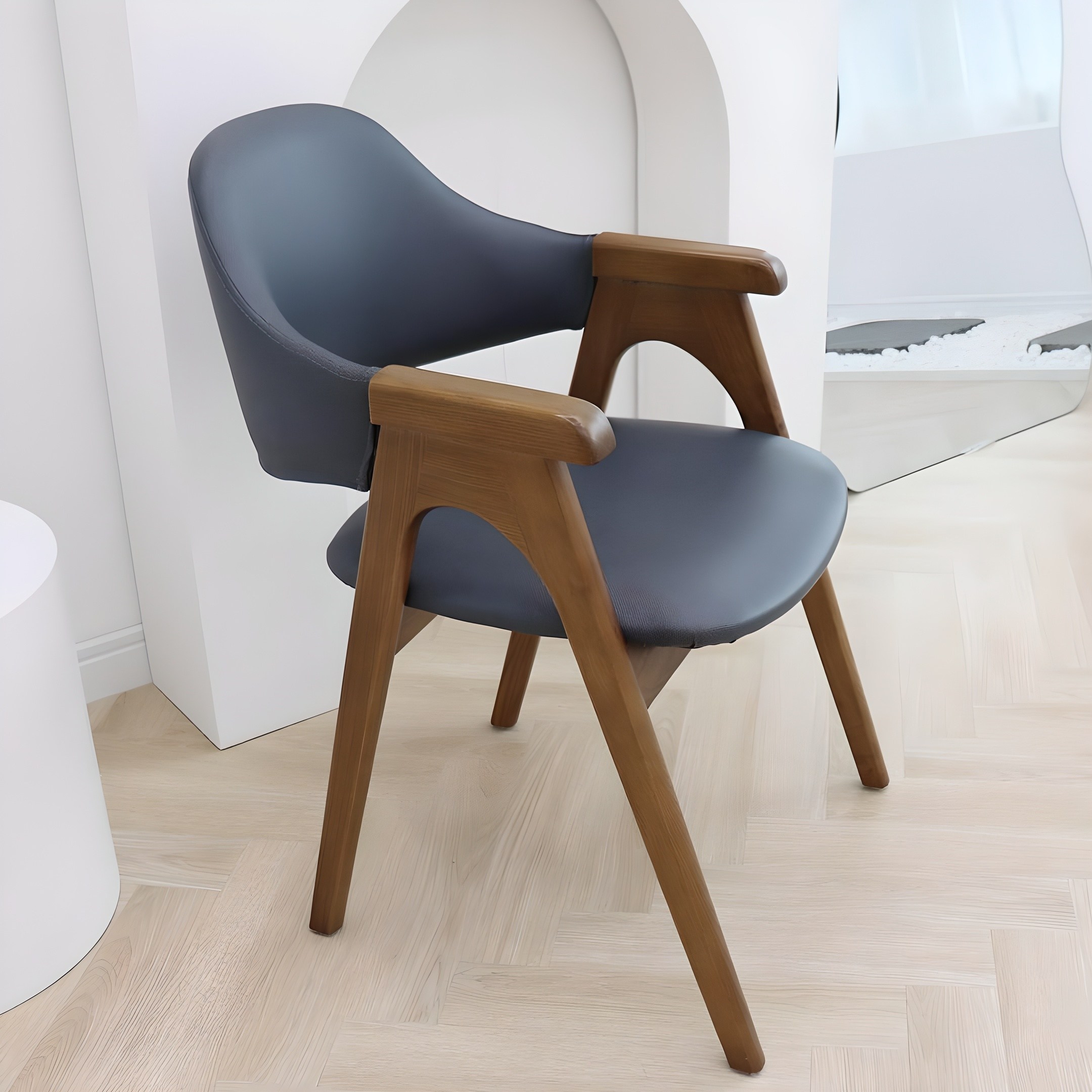 [파스텔우드] 고급원목 카페의자 커피숍의자 식탁의자 인테리어의자 비올렛S, 브라운우드(블루그레이방석), 1개 105,000원