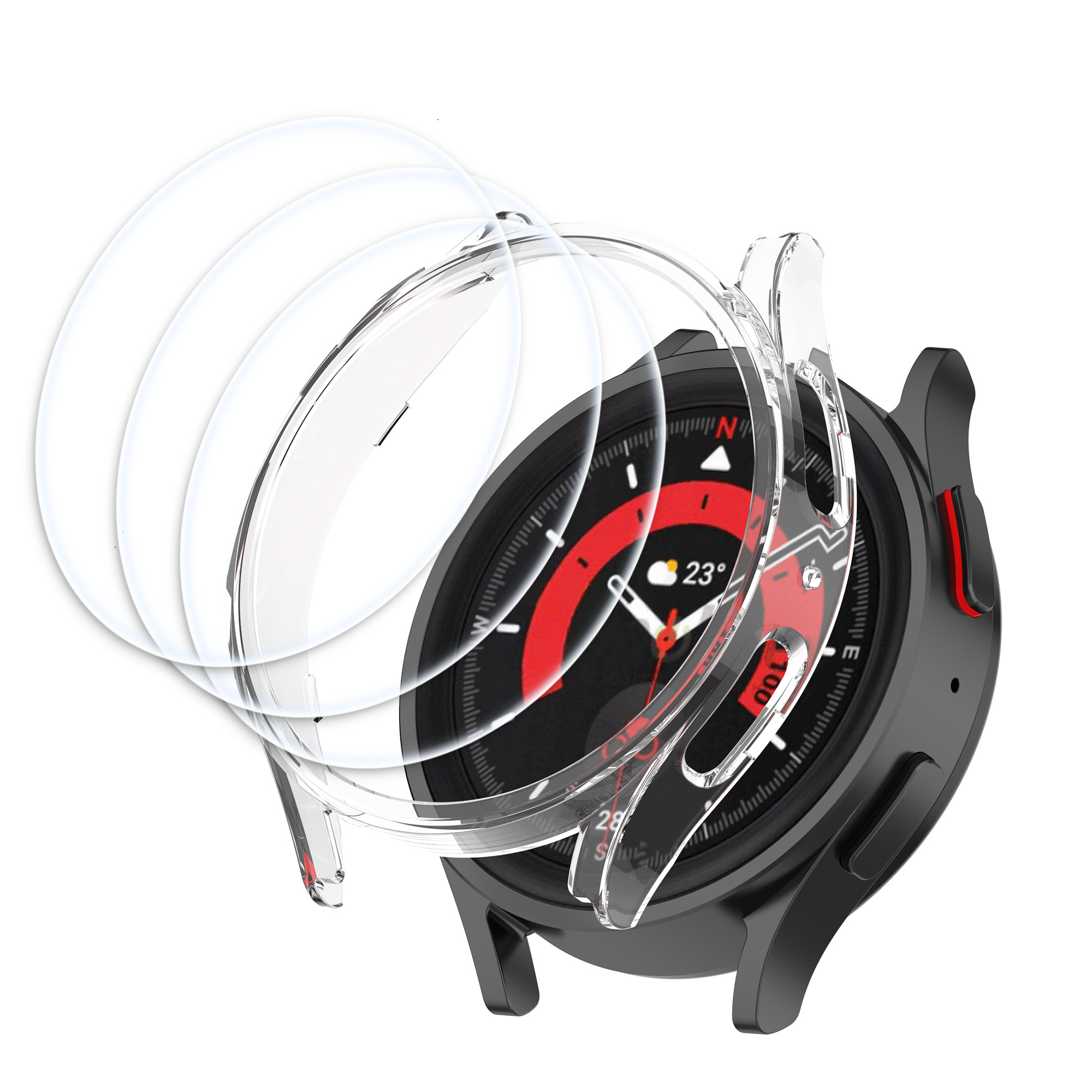 비쉴드 갤럭시 워치5 고강도 강화유리 필름 3p + 하드 프레임 케이스 세트, 1개 12,500원