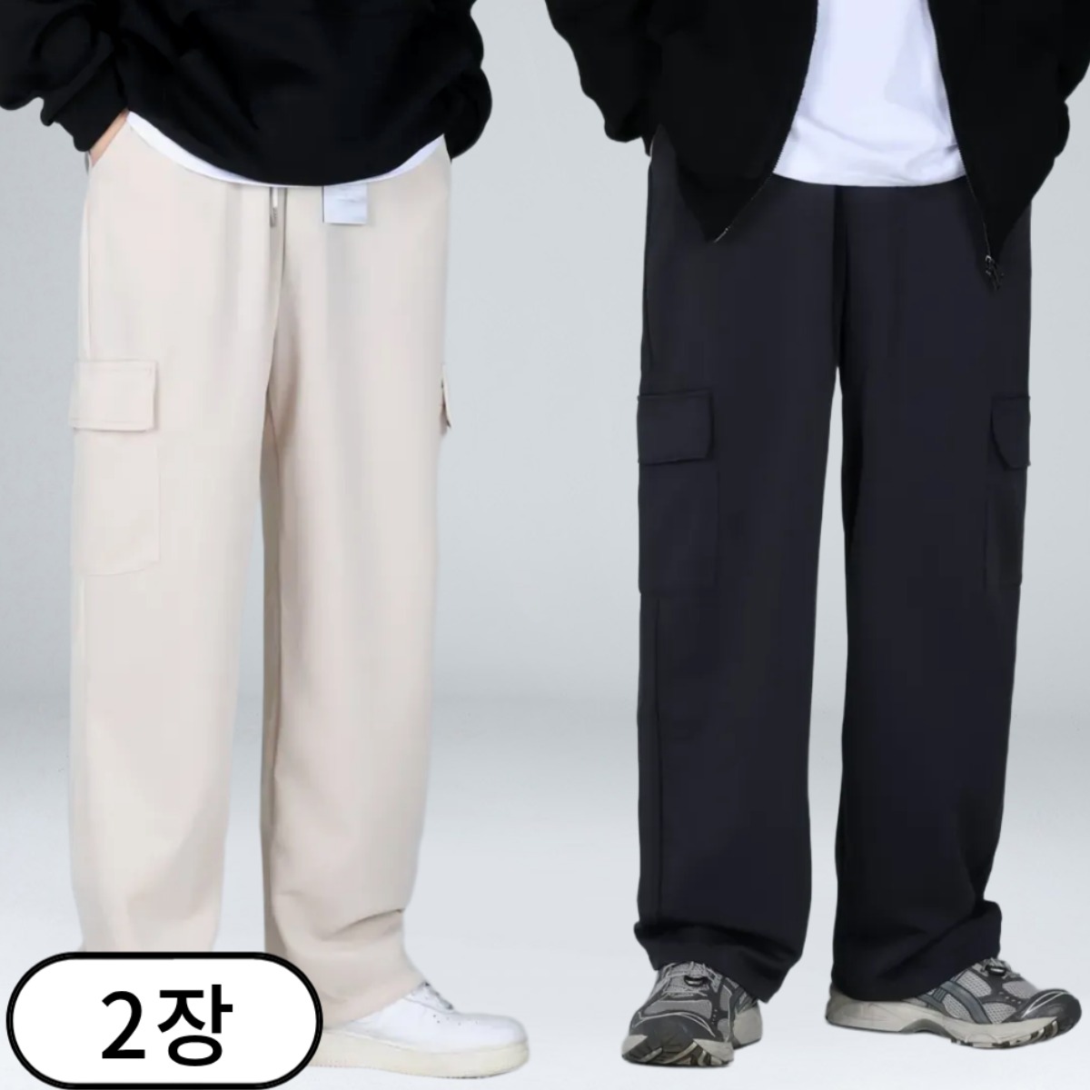 1+1 남녀공용 스판 밴딩 와이드핏 트레이닝 카고 팬츠 바지 빅사이즈 (6293-2) 54,380원