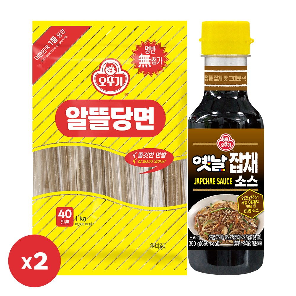 오뚜기 알뜰당면 1kg 2개+옛날잡채소스 350g 2개(총 4개), 1세트, 350ml, 현재가 21,500원