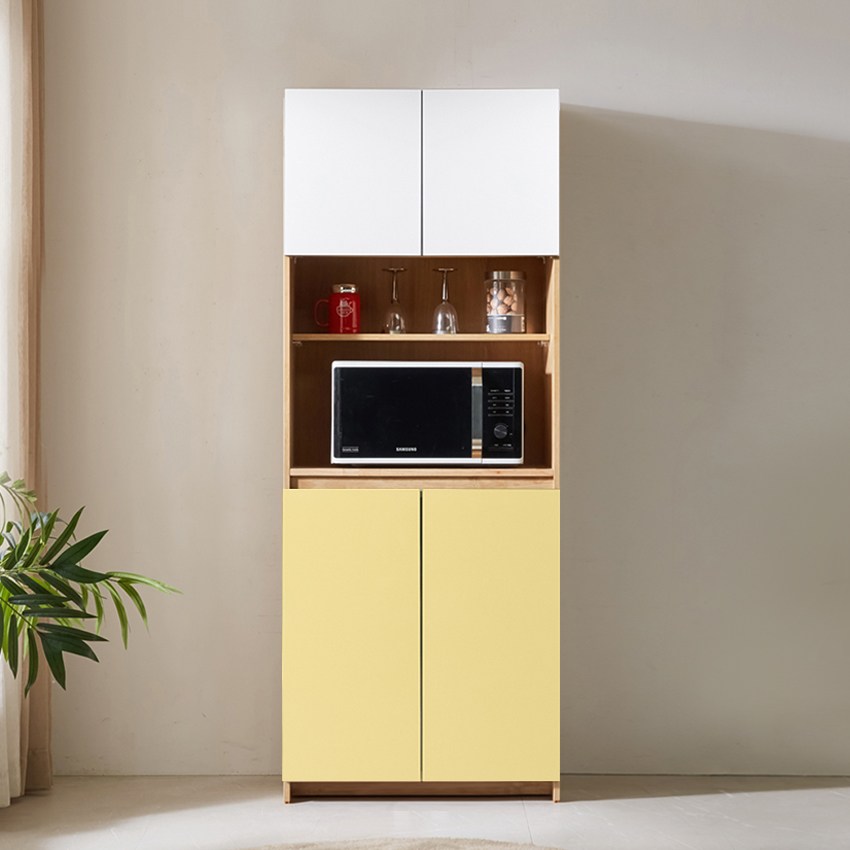 애니스 홈카페수납장 냉장고형 키큰장 주방 수납장 틈새장 비스포크 팬트리장 오크 렌지수납장 700_옐로우 190,000원