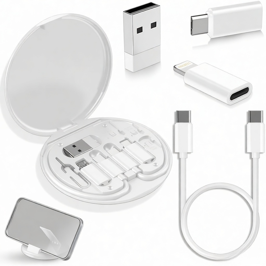 60W고속 충전기 디지털 수납 박스 세트 4in1 인터페이스 변환기 휴대폰 스탠드, 1개, 흰색, 28cm 19,800원