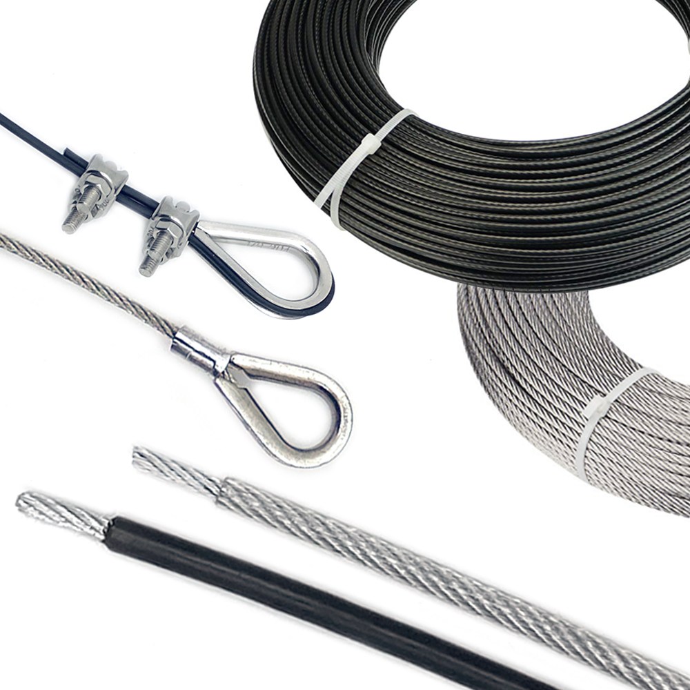 리우툴 코팅와이어 로프 1M 절단(수량만큼 연결) 1.2mm~5mm 빨래줄 농업 유인줄 코팅 와야 투명 블랙, 1개, 현재가 570원