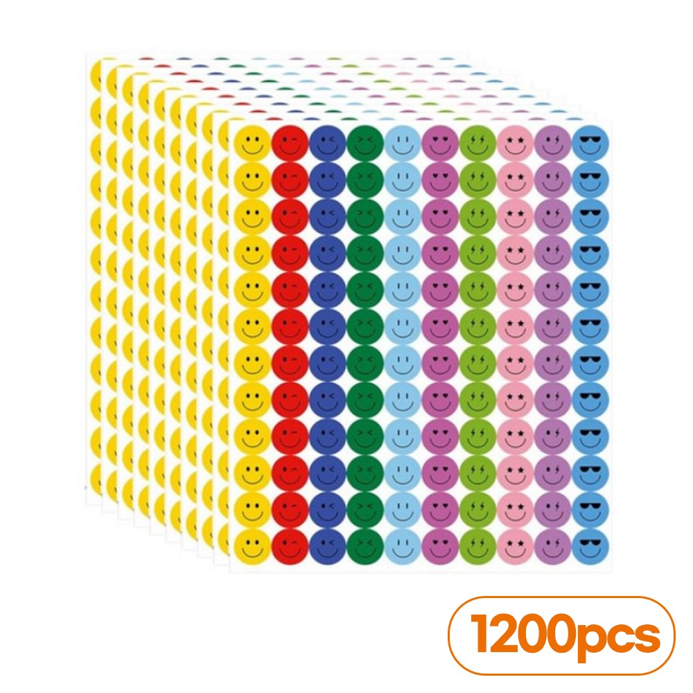 원앤모어 스마일 원형 칭찬스티커 10mm 1200pcs, 1세트, 혼합색상 4,000원