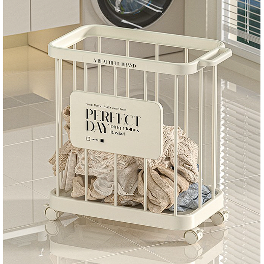 빨래바구니 이동식트롤리 크리미 대용량 다용도 트롤리바구니, 화이트 37,300원