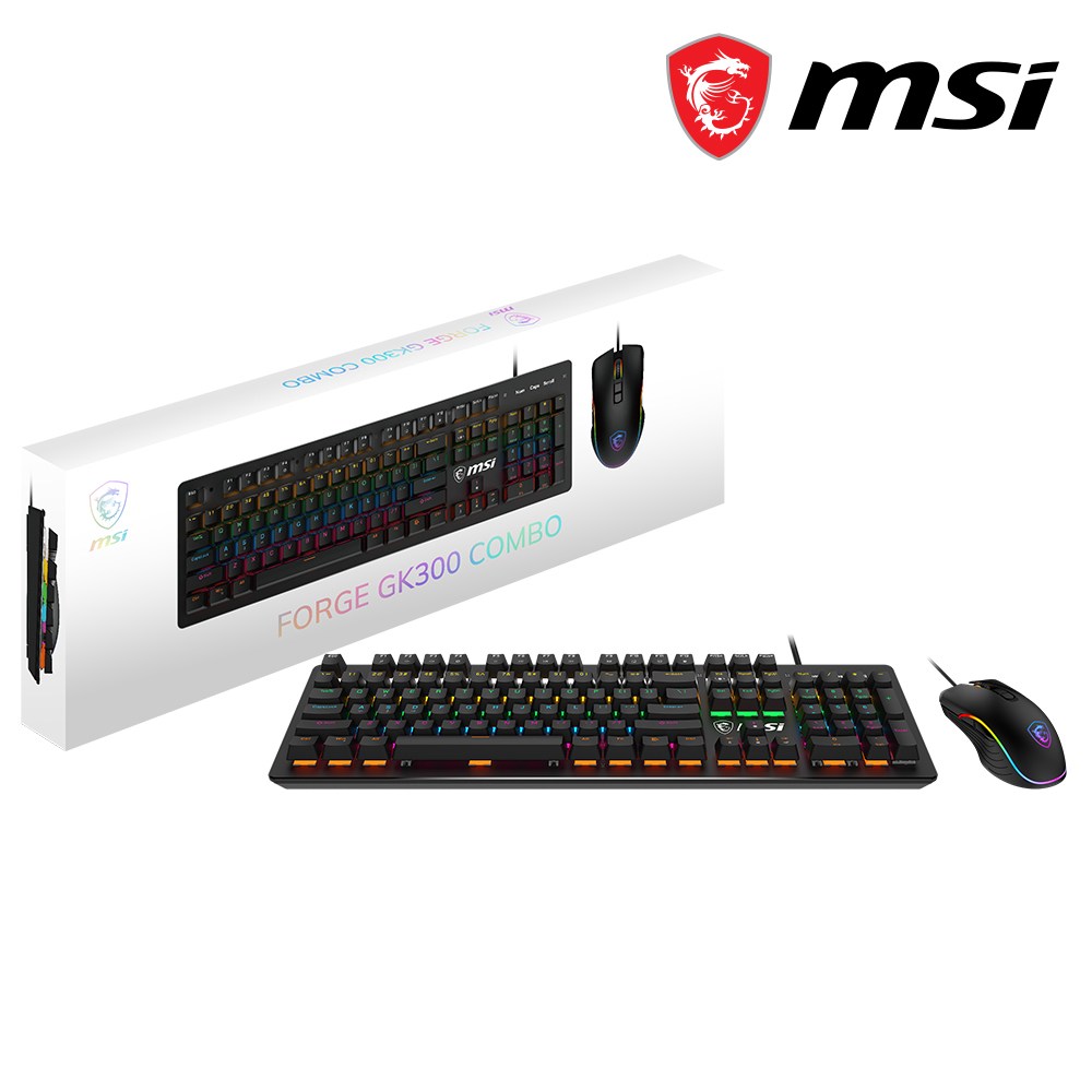 MSI FORGE GK300 유선 키보드 마우스 세트 기계식 청축 컴퓨터 게임용 사무용, 일반형, 블랙, MSI FORGE GK300 콤보 기계식 49,900원