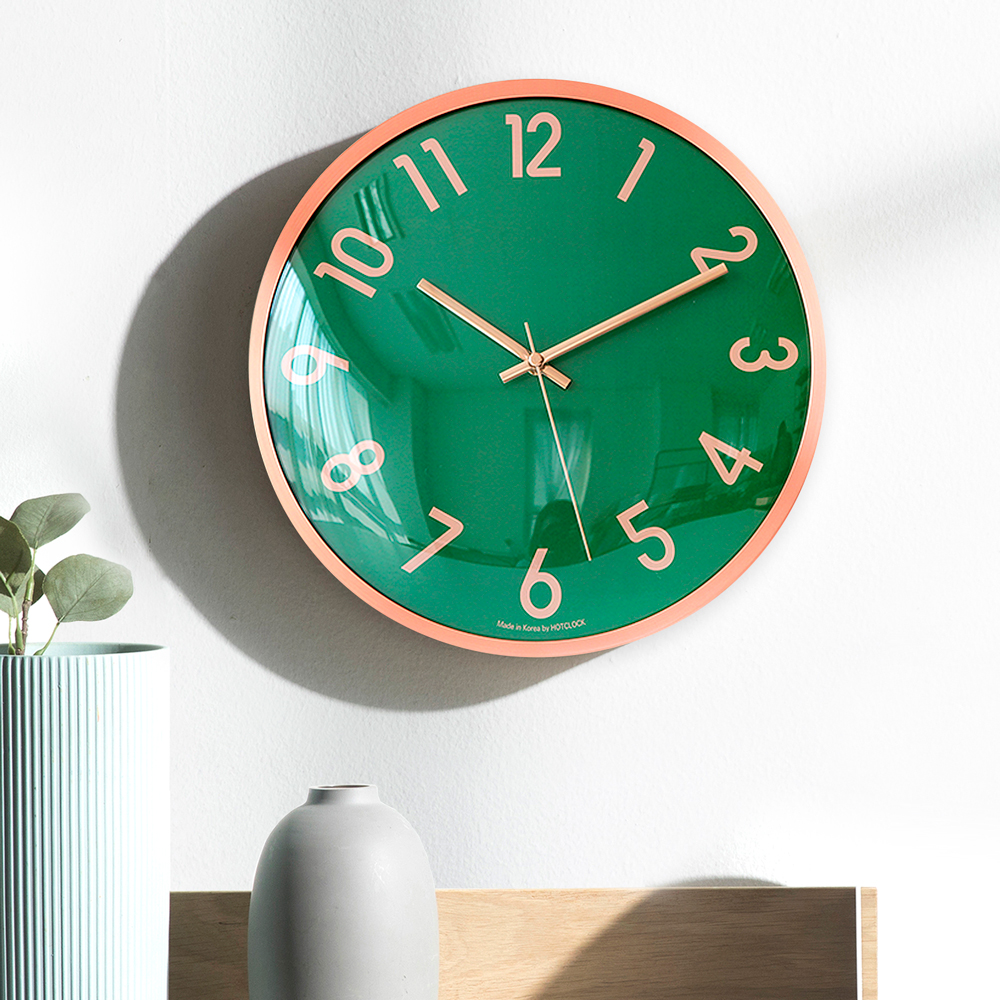HC 유니크 메탈 로즈골드 무소음 거실 사무실 인테리어 벽걸이 시계 300 x 50 mm, 그린 48,750원
