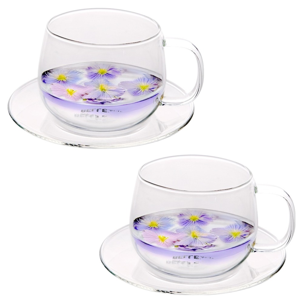 벨르디자인 티이야기 라운드 내열유리 잔 350ml + 받침 세트 28,000원