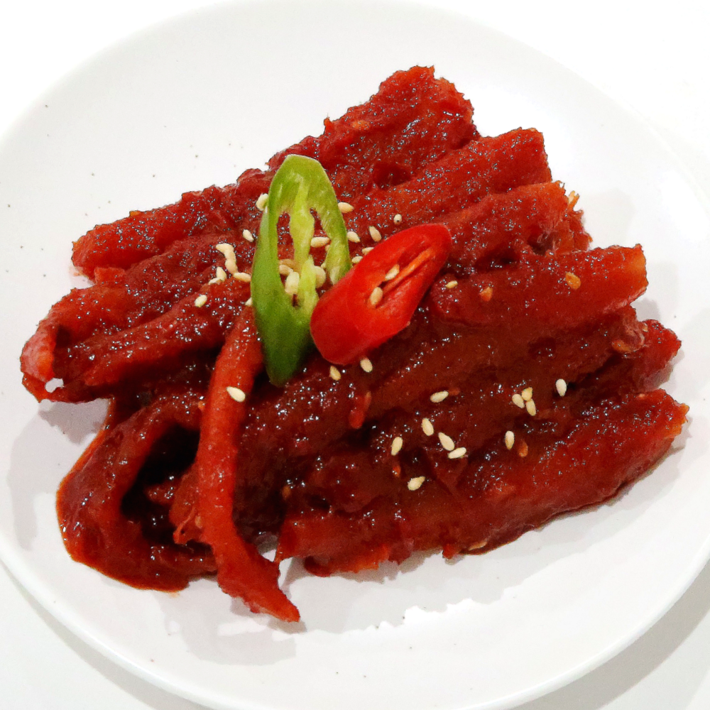 두남식품 더덕 무침 장아찌 2kg 4kg 8kg 16kg 고추장 양념 절임 도매 식당 대용량 업소용 강릉 구이 강원도 동백찬, 1개, 2kg 32,500원