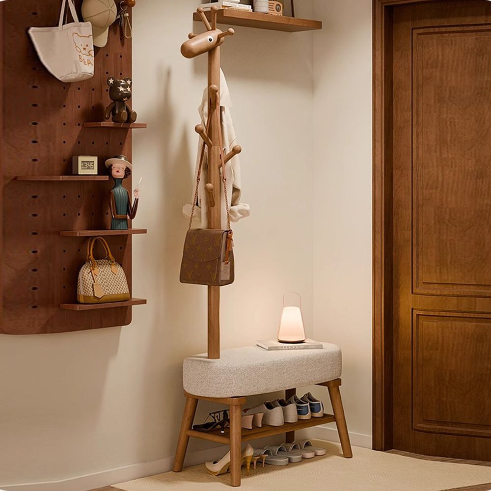 에코소라노 신발장의자 원목 현관 행거 의자 나무 원목 스탠드 기린 옷걸이 벤치의자 75,510원
