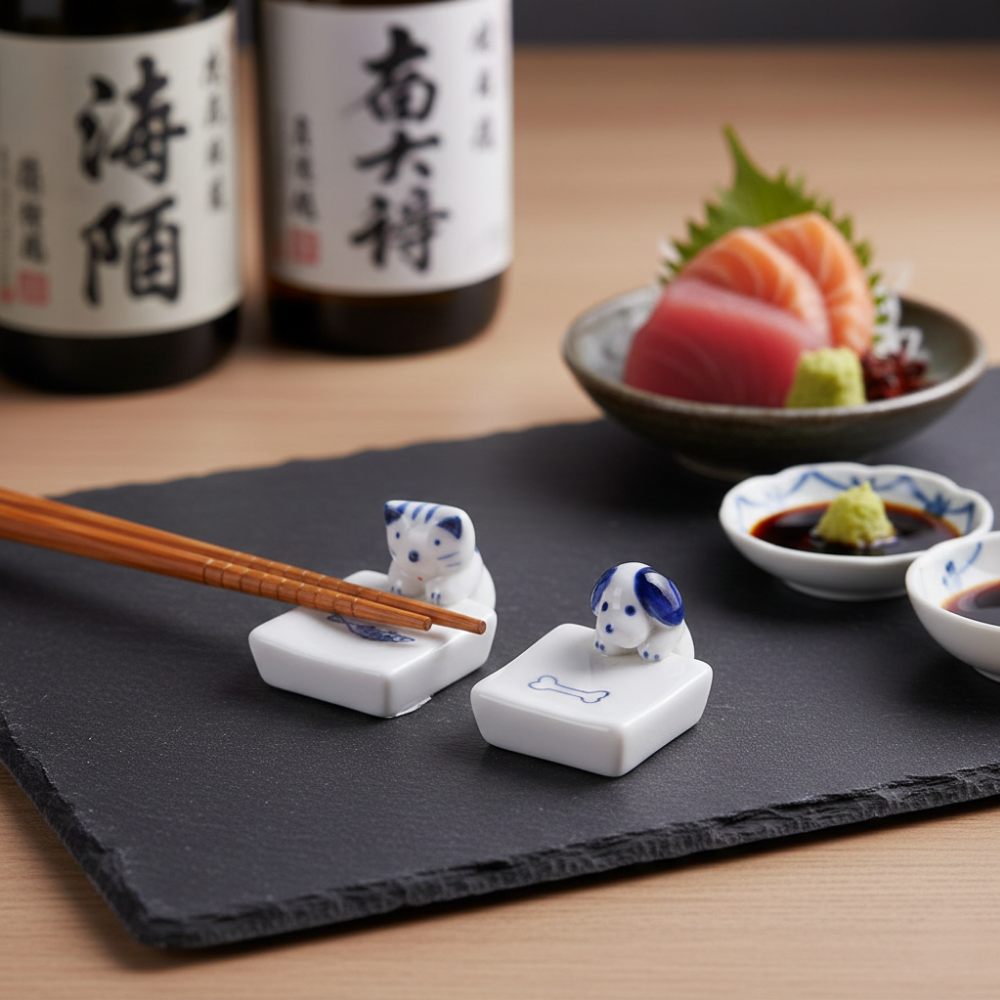 일본 오마카세 감성 강아지 고양이 도자기 수저받침 젓가락받침, 4개입, 1세트 14,900원