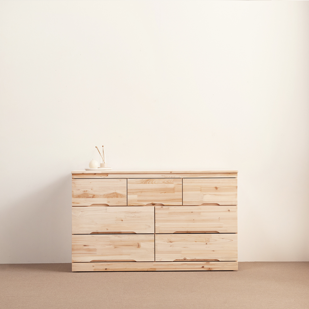 하모벨 삼나무 원목 3단 와이드 서랍장 1200 방문설치, 내추럴, 7개 264,000원