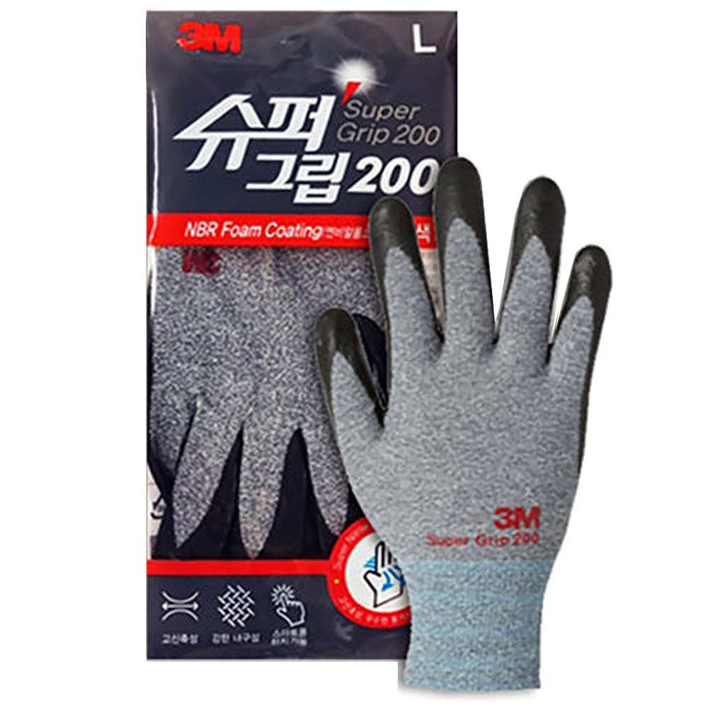 3M 슈퍼그립 장갑 200, 그레이, 10개 30,400원