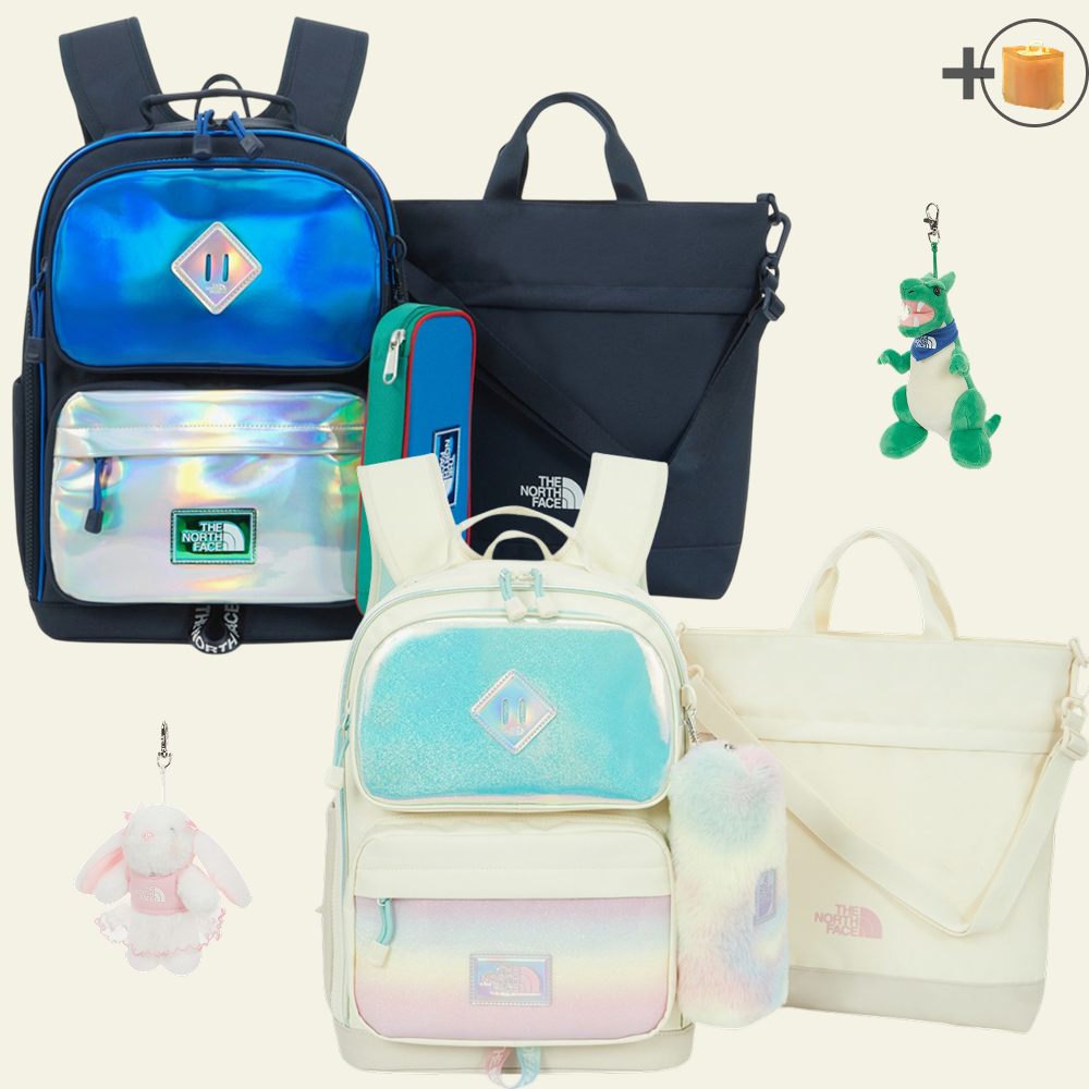 [26년신상] 노스페이스 책 가방 세트 백팩 키즈 헤리티지 스쿨 팩 경량 키링 초등 +PXV다용도Bag 225,700원