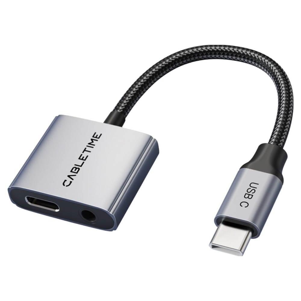 케이블타임 C타입-C타입 PD / DAC 3.5mm 오디오 AUX 충전 듀얼 젠더, 그레이, 1개, 0.1m 18,400원