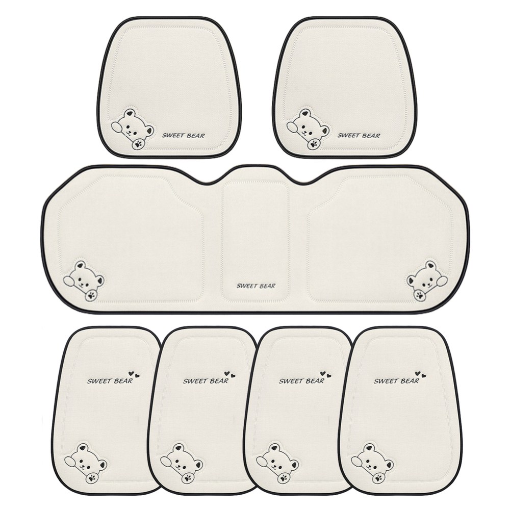 더반디 스위트 곰돌이 사계절 인테리어 자동차 방석 앞좌석 뒷좌석 등받이 세트, 1세트, 스위트 화이트 90,000원