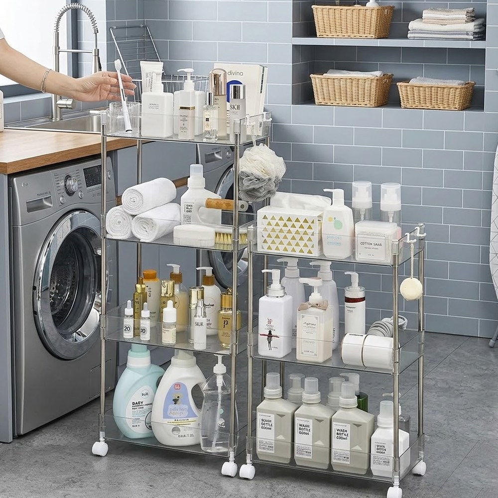 틈새 트롤리 이동식 틈새선반 소품정리대, 투명화이트, 1 21,800원