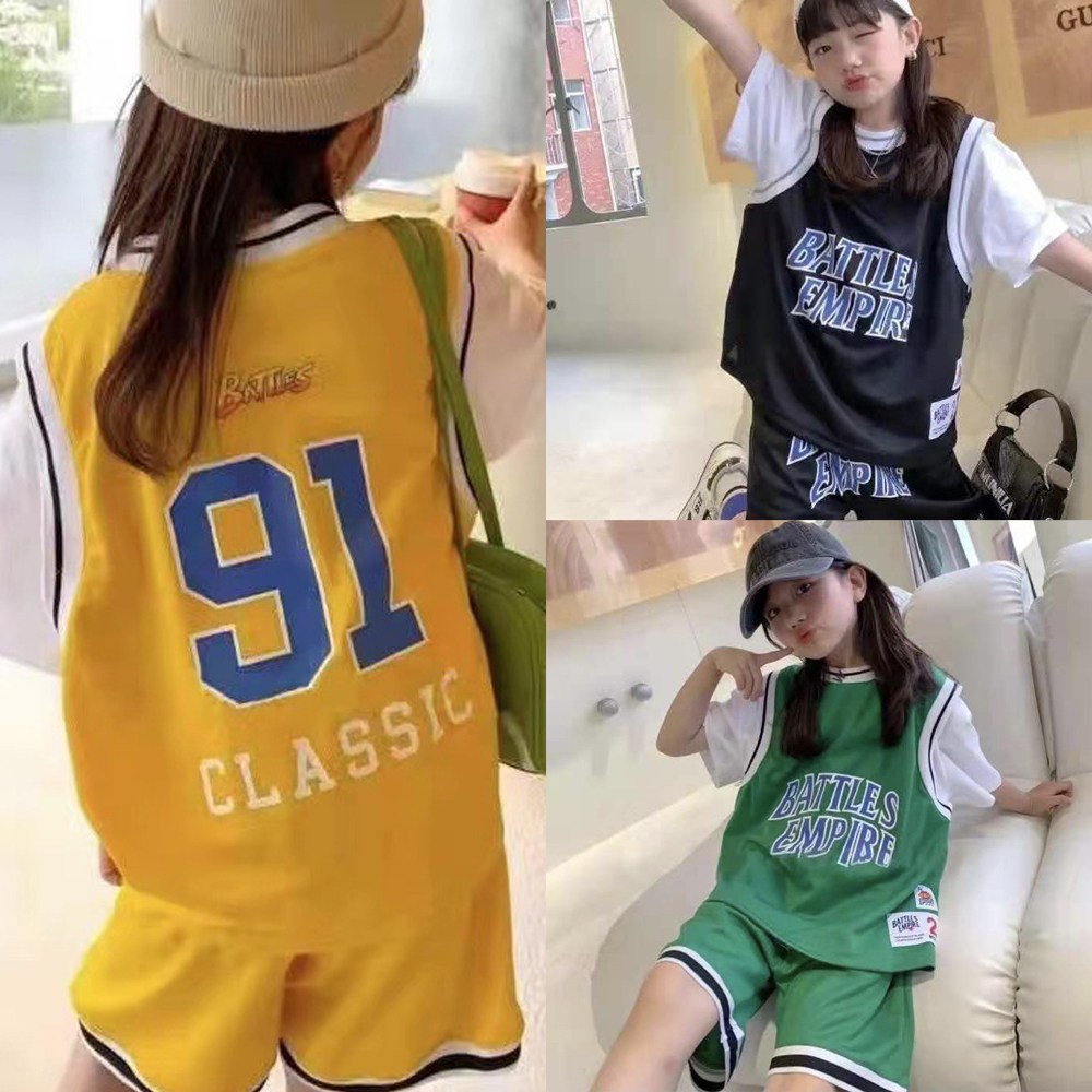 키즈 주니어 초등학생 시원한 여름 반팔 상하복세트 스포츠 단체복 농구의상 여아 루즈핏 반바지세트 26,900원