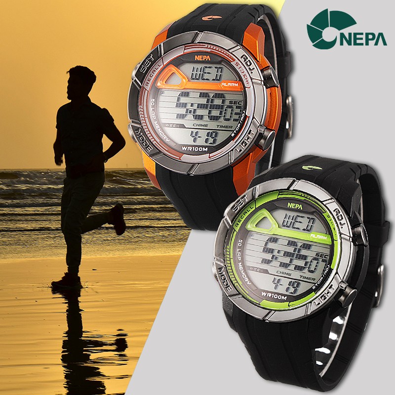 네파 50랩저장 마라톤 러닝 방수 전자 남성 스포츠 군인 손목시계 29,000원