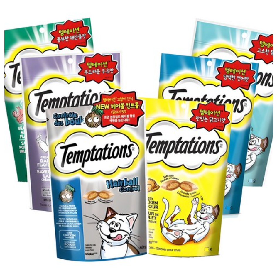 스마트리빙 [꼼냥] 고양이 간식 템테이션 6종 콤보 세트 스낵, 닭고기 해산물 우유 연어 참치 헤어볼, 1세트 29,690원