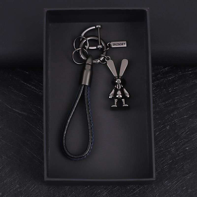 다은랜드 정품 고급가죽 메탈 토끼키링 래빗 자동차 키링, 파검, 1개 12,800원